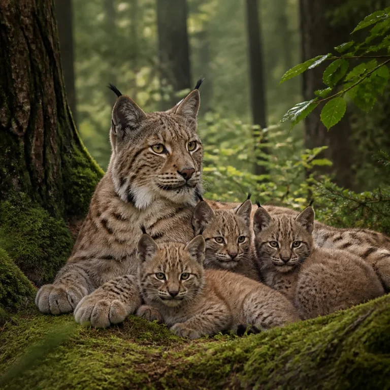 Luchsin Rikki bringt im Nationalpark Harz drei Kätzchen zur Welt